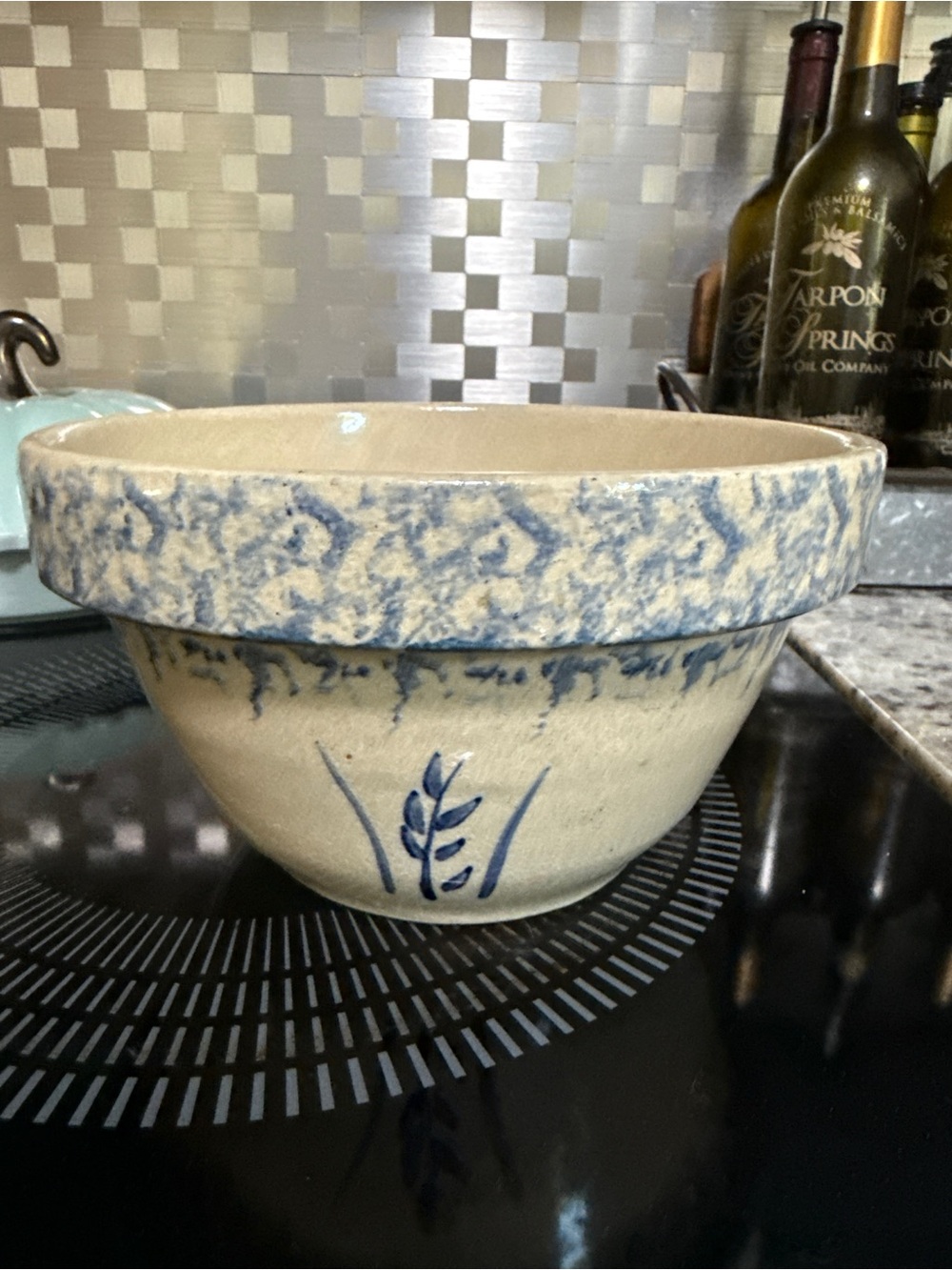 Hand-Painted Blue and Cream Ceramic Bowl - RRP Co Roseville